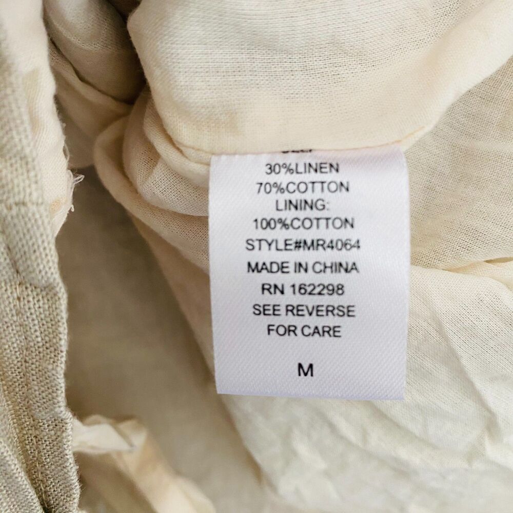 MABLE Tan Linen Blend Pocket Belted Summer Vacation Cruise Beach Romper Size M - Picture 10 of 10